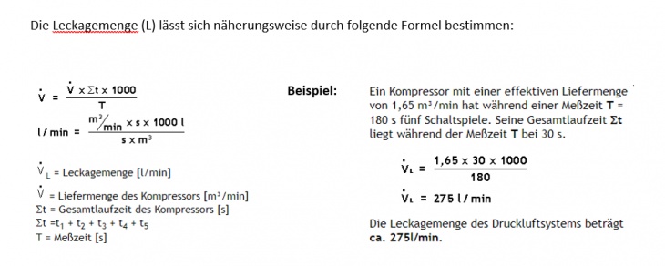 Bespielrechnung Leckagemenge